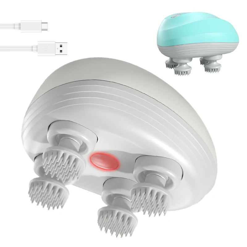 Electric waterproof scalp massager providing deep kneading massage for relaxation and stress relief