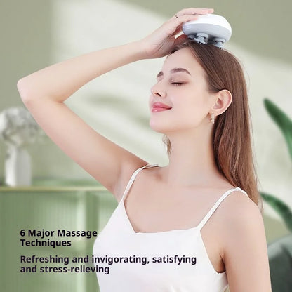 Electric waterproof scalp massager providing deep kneading massage for relaxation and stress relief