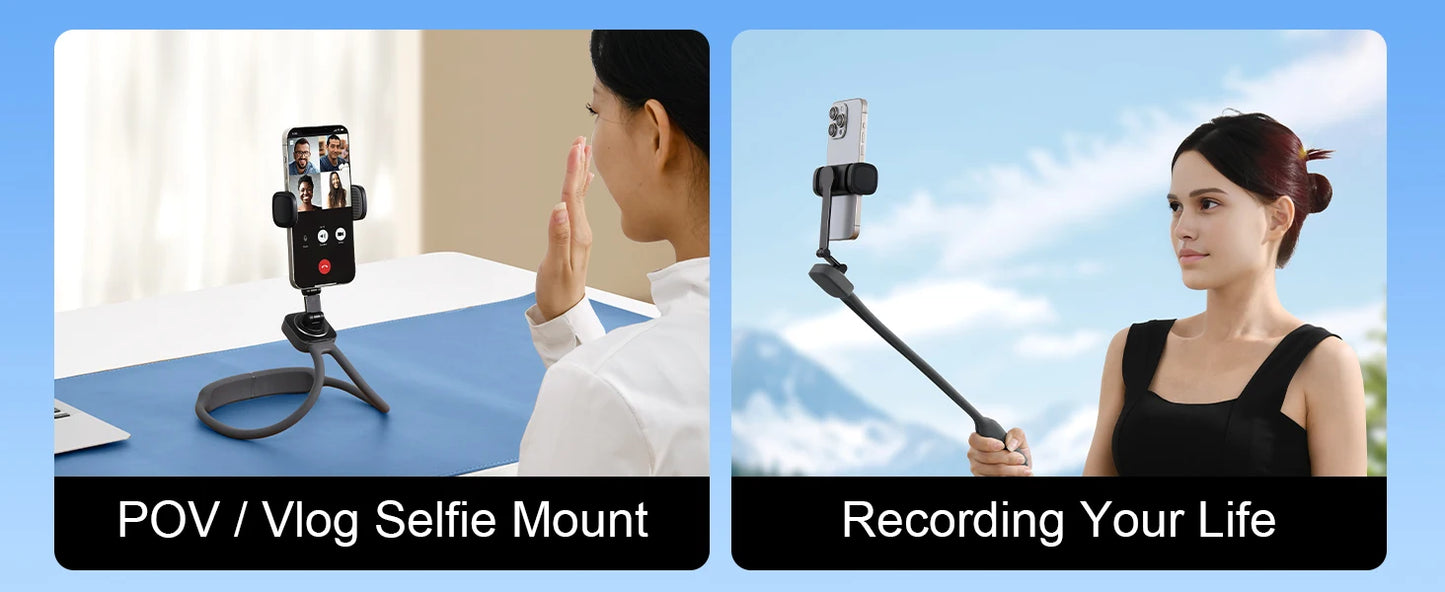 Gooseneck neck phone holder providing hands-free phone viewing with adjustable flexible arm