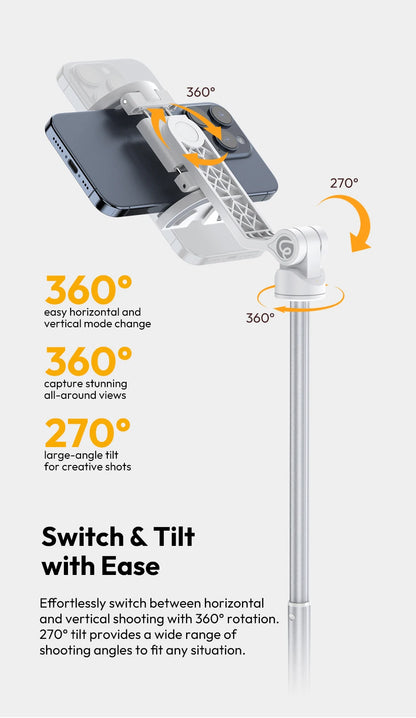 360 degree rotating phone stand tripod with remote control for hands free filming and content creation
