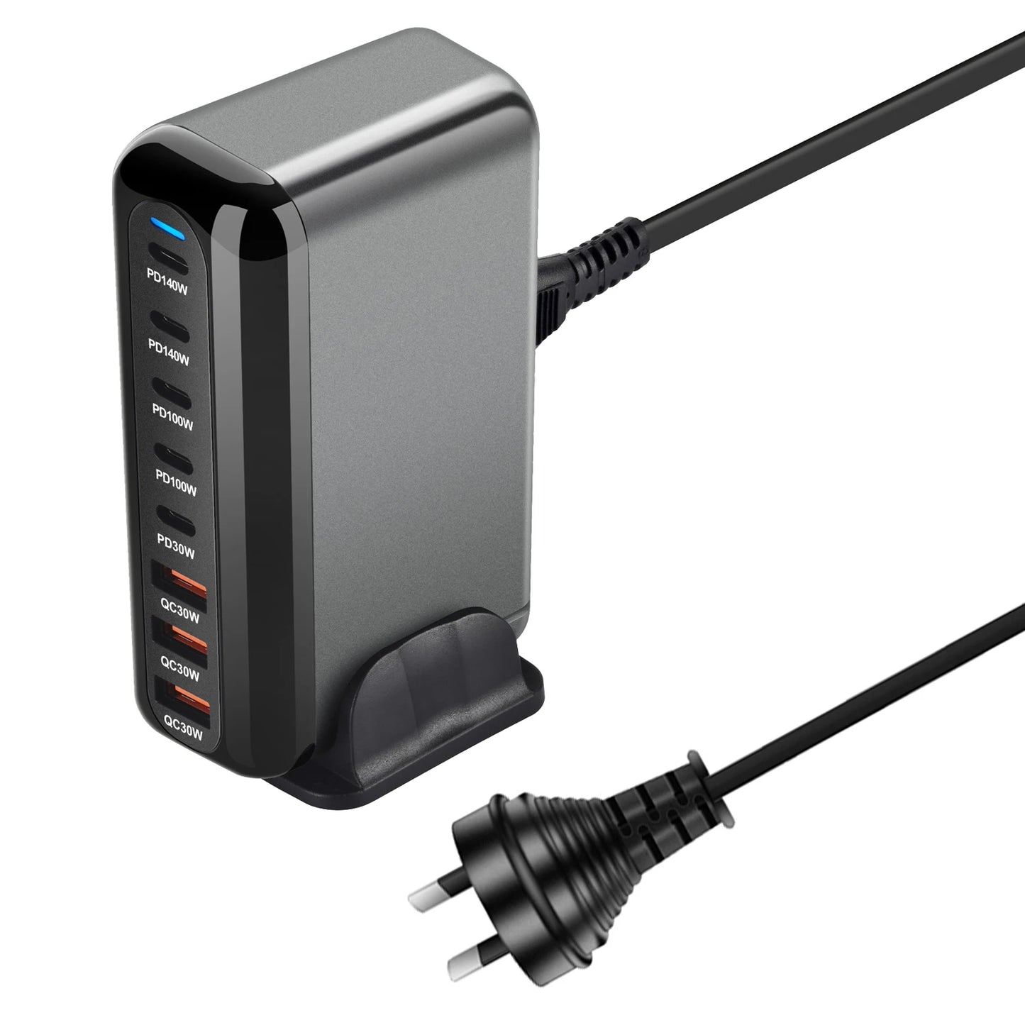 600W Gan Fast Charge 3.0 USB Type C Charger 8-Port 5C3A PD Mobile Tablet Fast Charger for Phone Convenient Carry