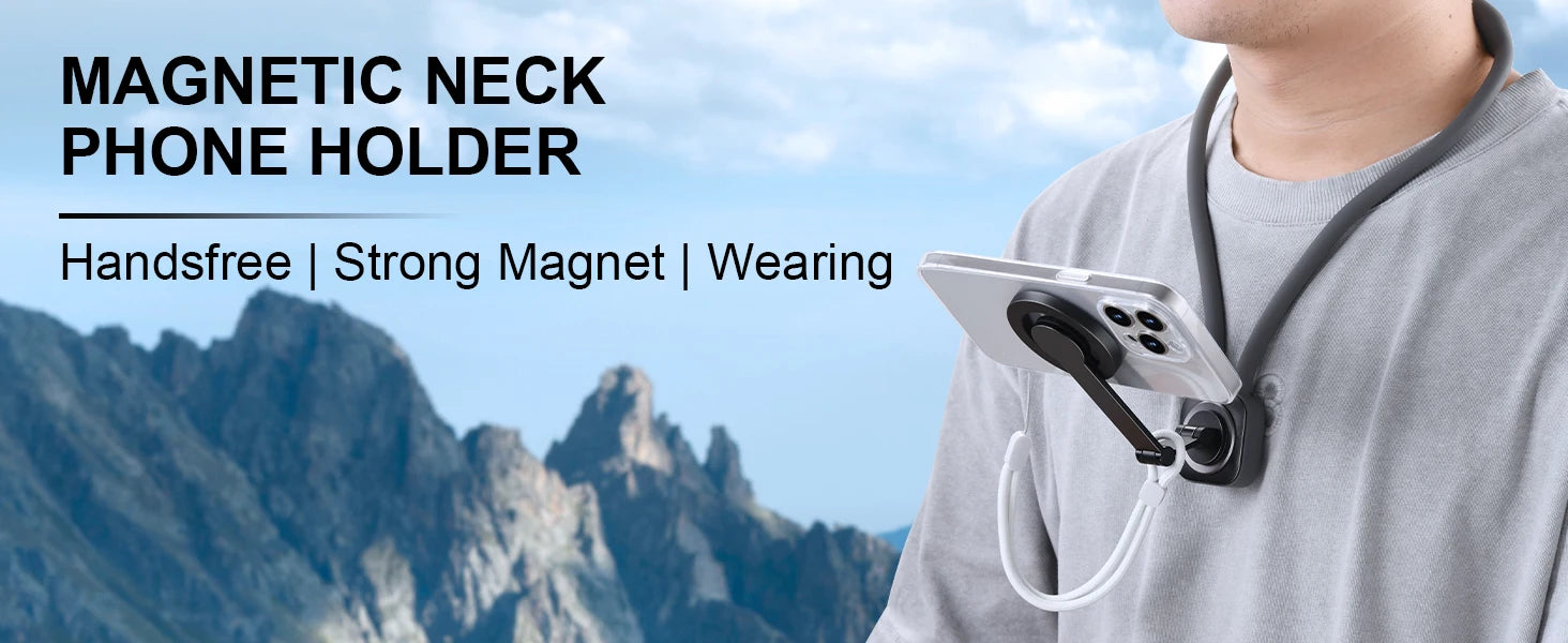 Gooseneck neck phone holder providing hands-free phone viewing with adjustable flexible arm