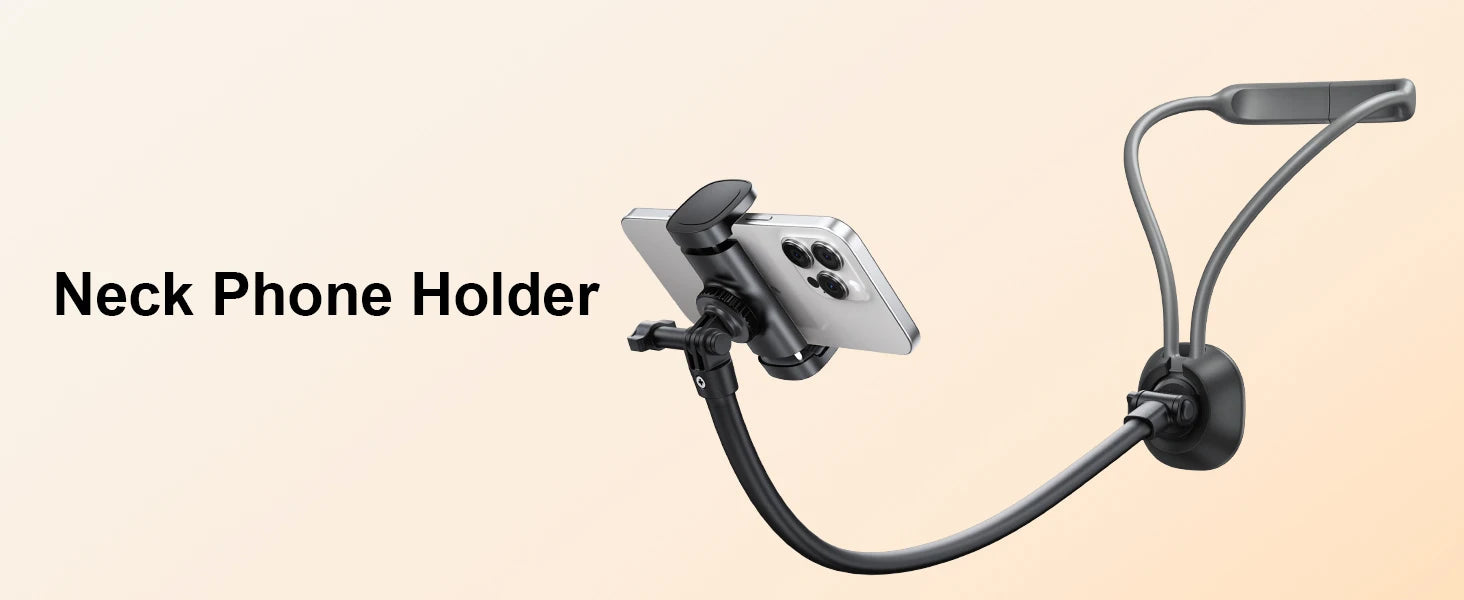 Gooseneck neck phone holder providing hands-free phone viewing with adjustable flexible arm