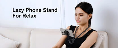 Gooseneck neck phone holder providing hands-free phone viewing with adjustable flexible arm