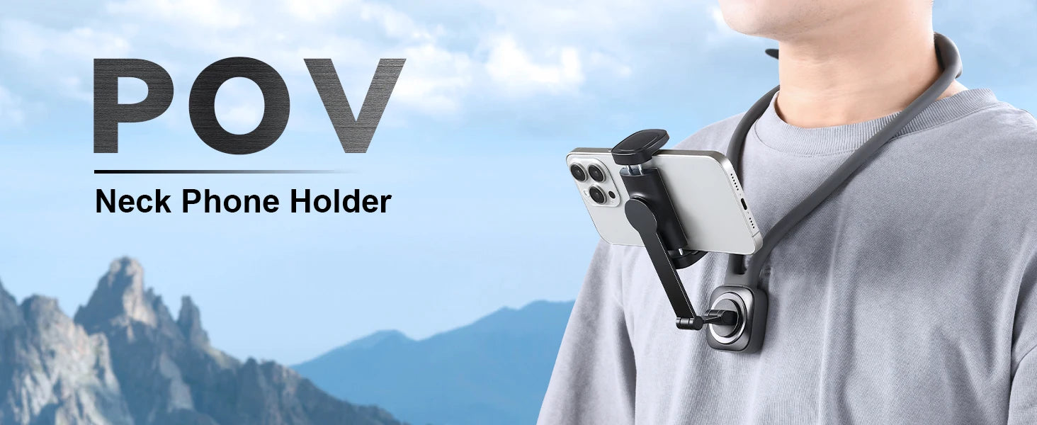 Gooseneck neck phone holder providing hands-free phone viewing with adjustable flexible arm