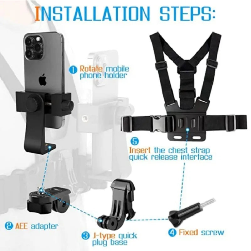 Chest Mount Phone Holder – Hands-Free POV Harness for Filming & Activities