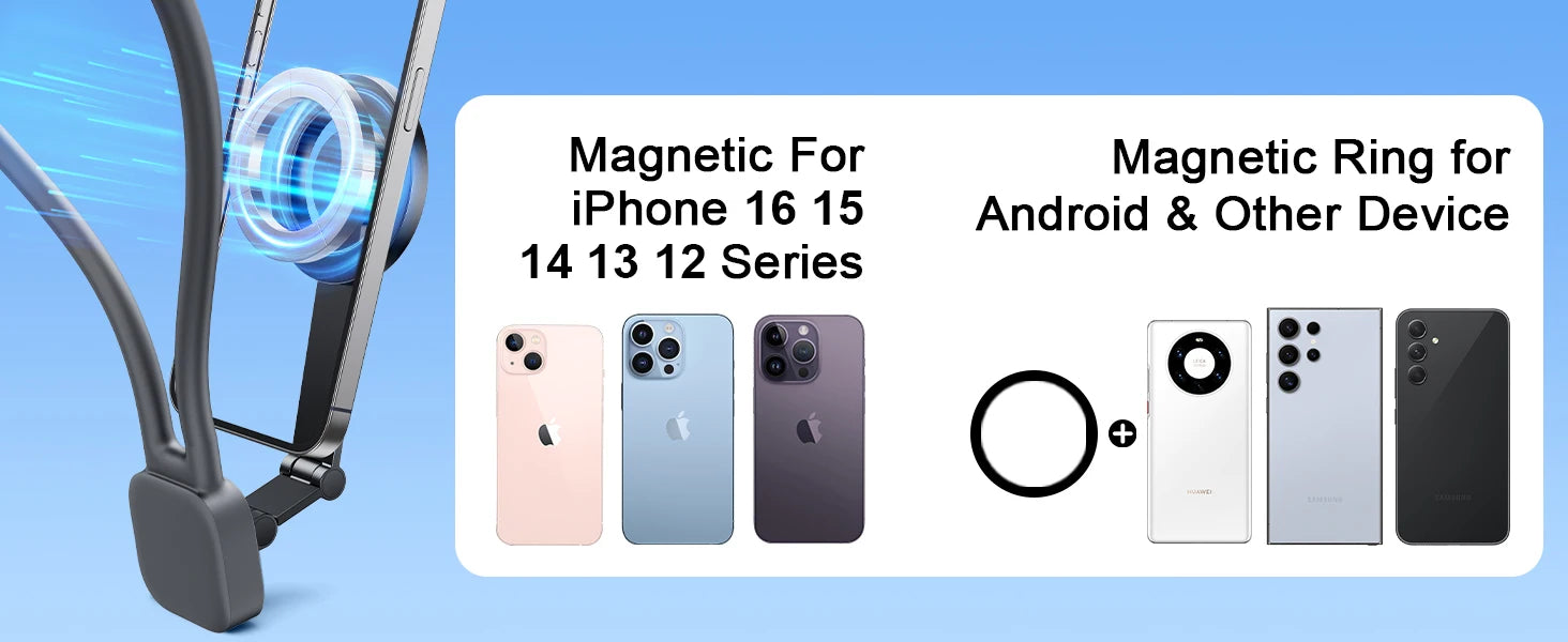 Gooseneck neck phone holder providing hands-free phone viewing with adjustable flexible arm