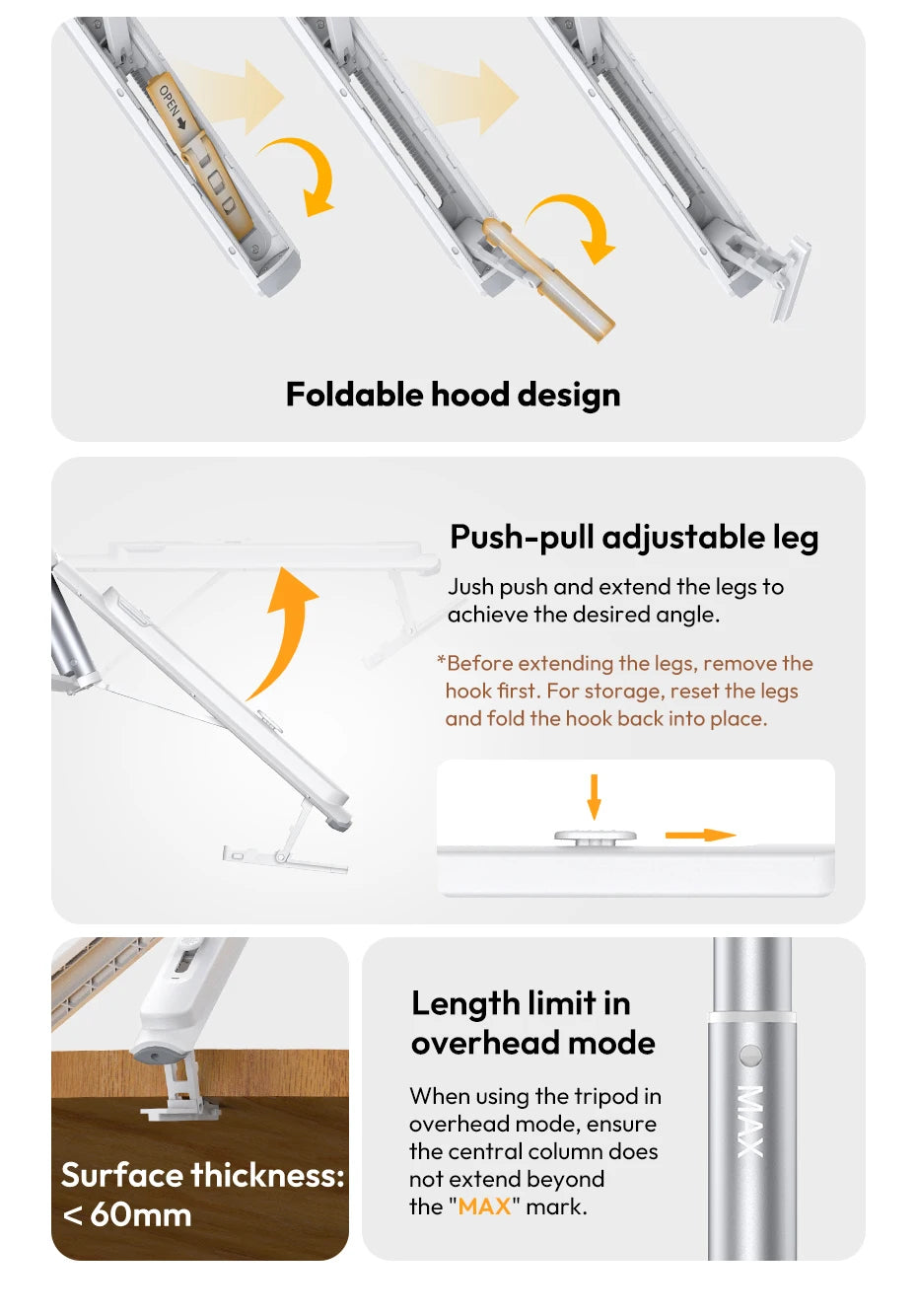 360 degree rotating phone stand tripod with remote control for hands free filming and content creation