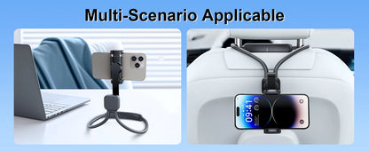 Gooseneck neck phone holder providing hands-free phone viewing with adjustable flexible arm