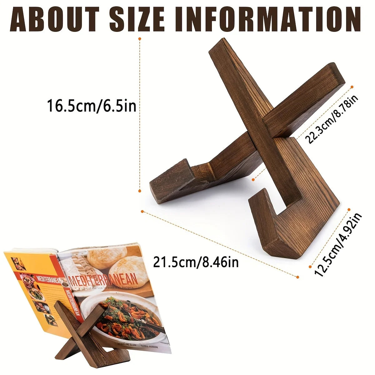 Wooden Cookbook & Tablet Stand – Minimalist Hands-Free Desk Holder