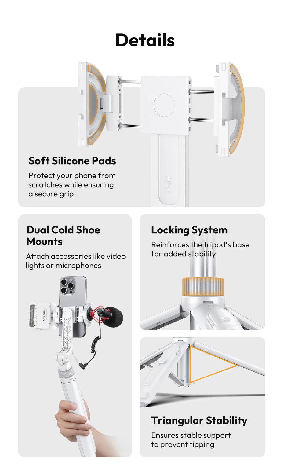 360 degree rotating phone stand tripod with remote control for hands free filming and content creation