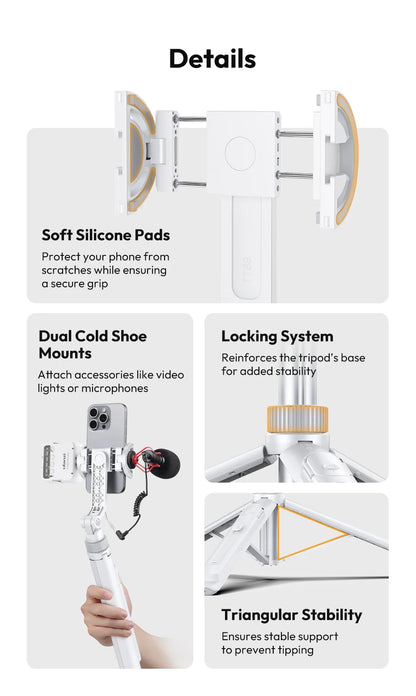 360 degree rotating phone stand tripod with remote control for hands free filming and content creation