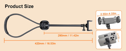 Gooseneck neck phone holder providing hands-free phone viewing with adjustable flexible arm