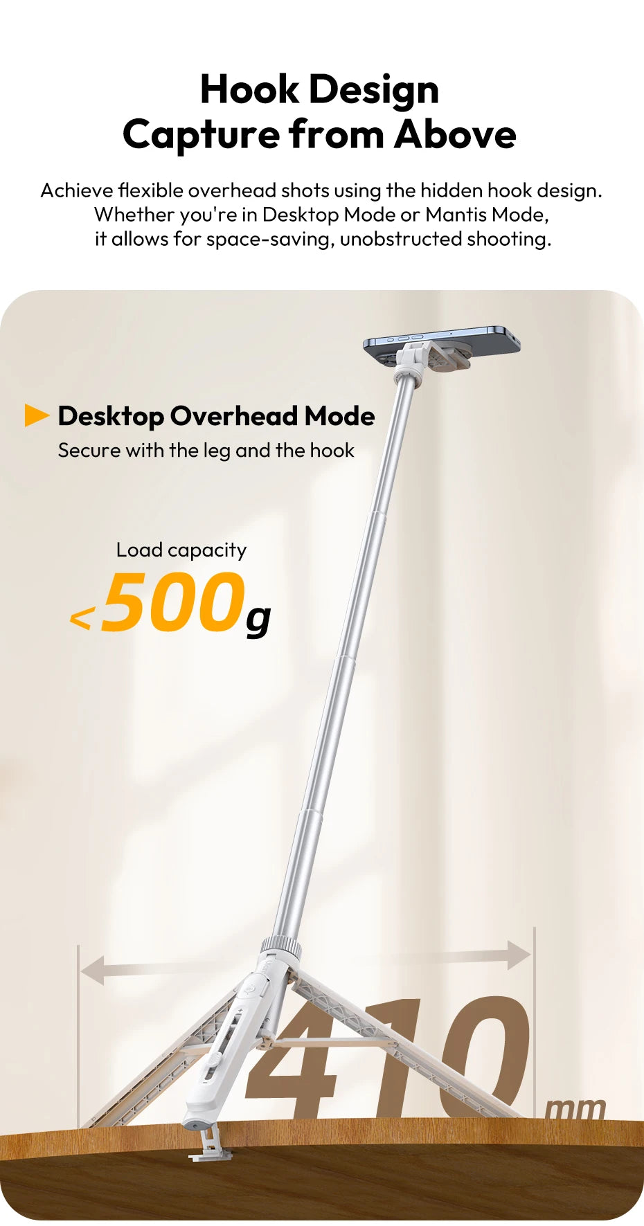 360 degree rotating phone stand tripod with remote control for hands free filming and content creation