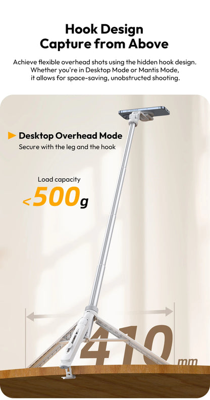 360 degree rotating phone stand tripod with remote control for hands free filming and content creation