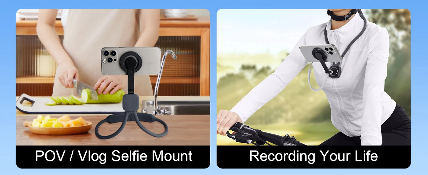 Gooseneck neck phone holder providing hands-free phone viewing with adjustable flexible arm