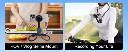 Gooseneck neck phone holder providing hands-free phone viewing with adjustable flexible arm