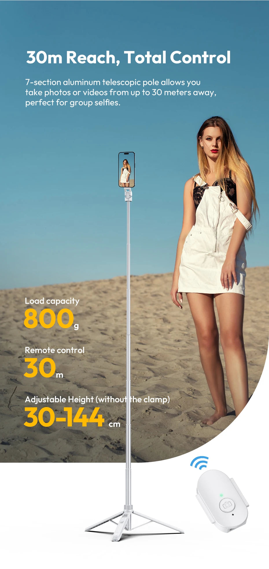 360 degree rotating phone stand tripod with remote control for hands free filming and content creation